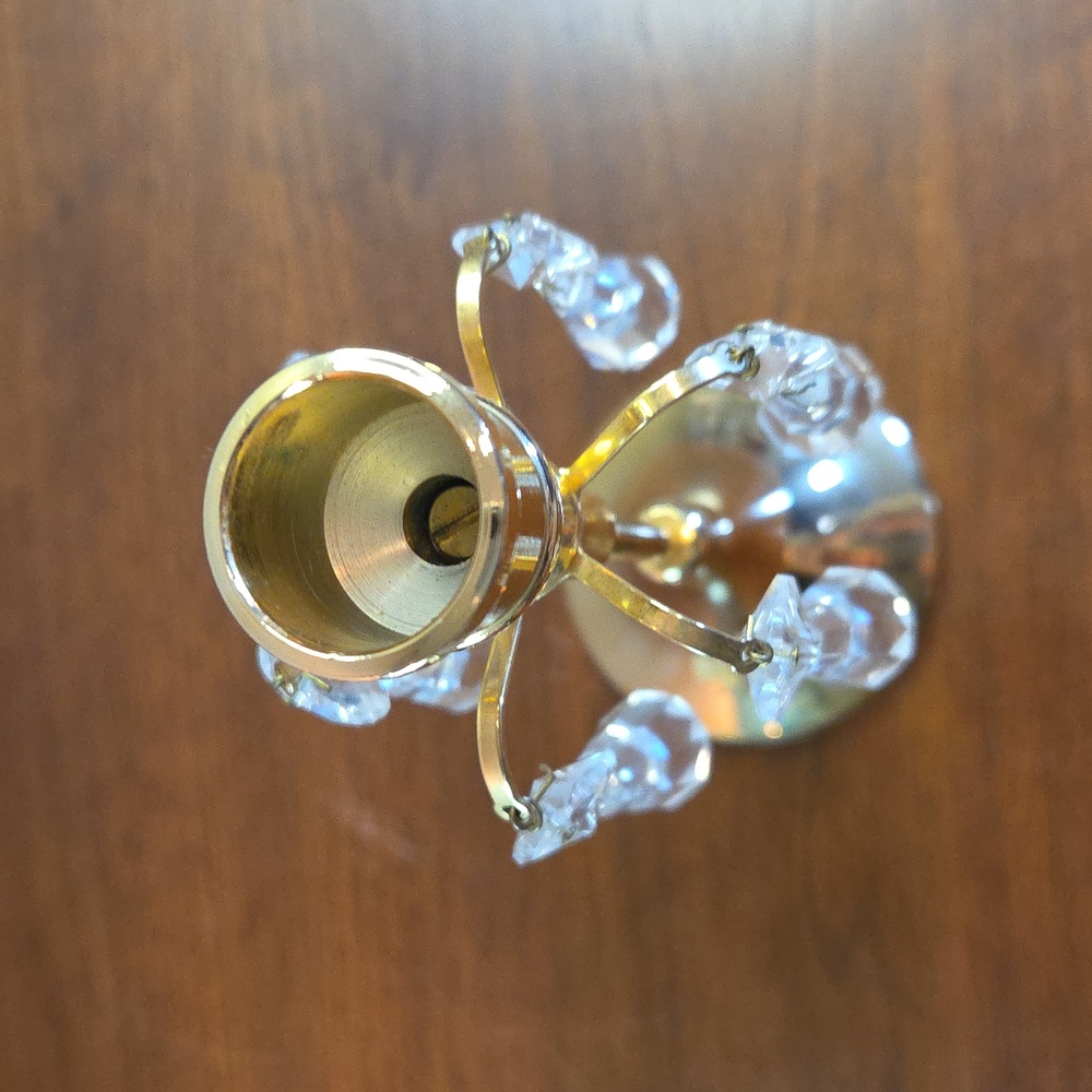 Vintage Candlestick Holder With Crystal Drops - Picture 3 of 7
